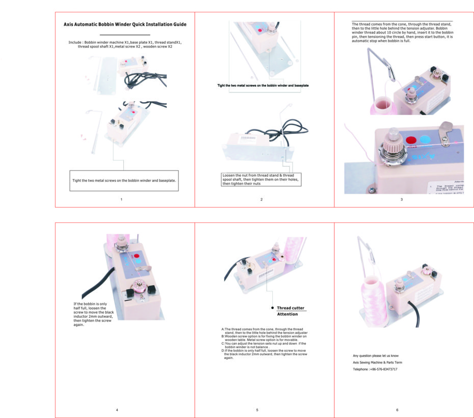 bobbin winder machine quick installation guide